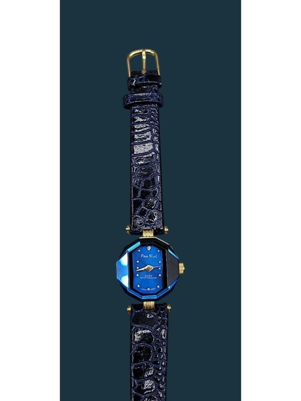 Pierre Nicol Ladies Quartz Watch 6" Sapphire Band & Dial 22mm Geometric Case - Picture 15 of 16